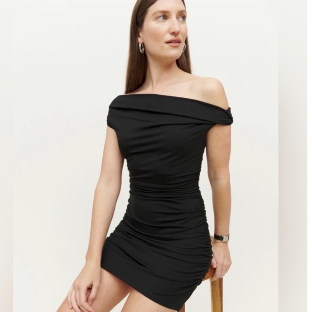 REFORMATION Raydon Knit Black Off The Shoulder Dress Size XL